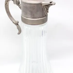 Silver-Plate & Cut Glass Claret Jug / Wine Carafe