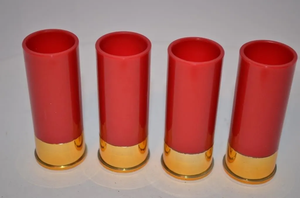 4 lot red 12-gauge shotgun shell-styled plastic