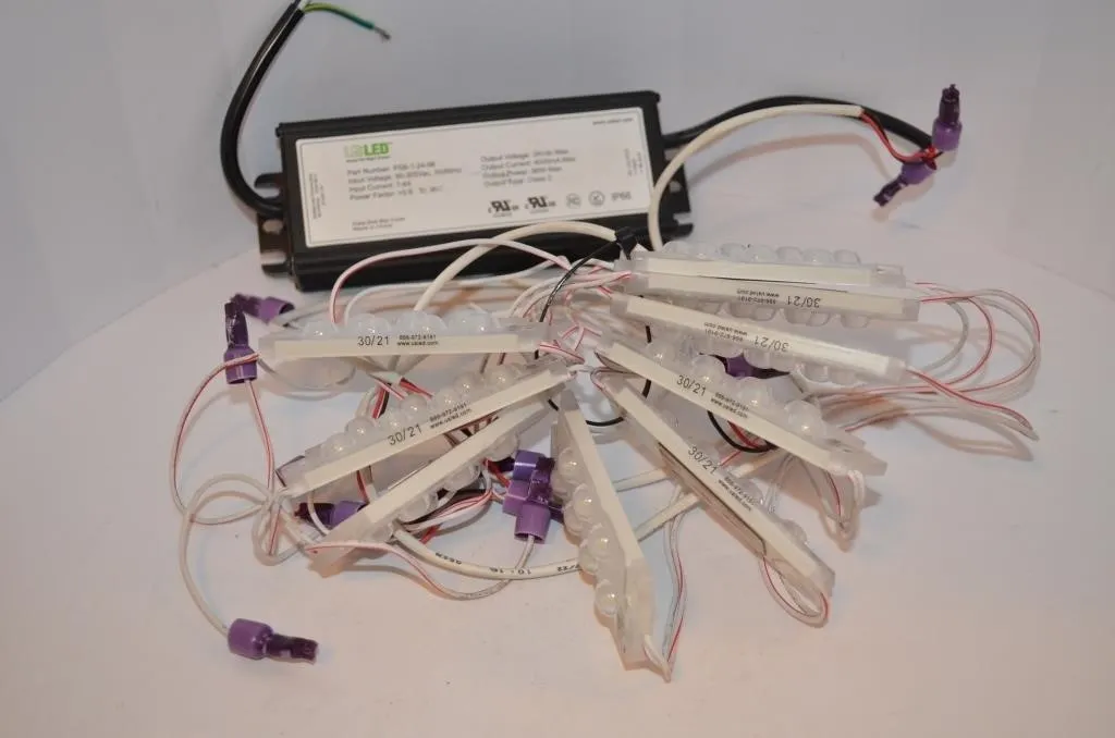 LED module lights wired together with a power