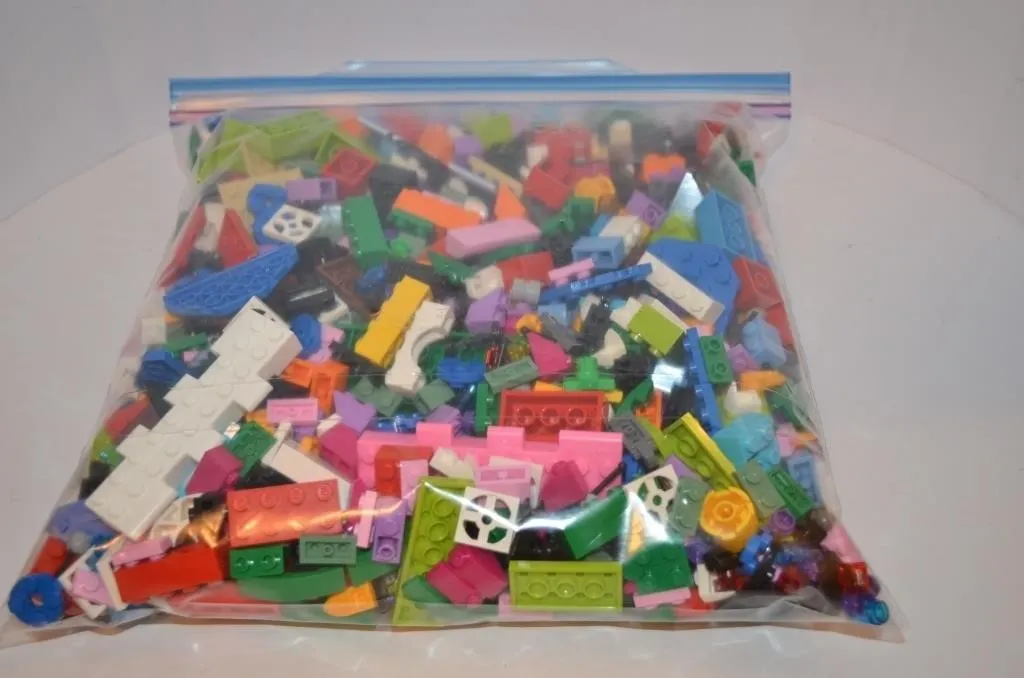 Large Ziploc bag filled with an assortment of