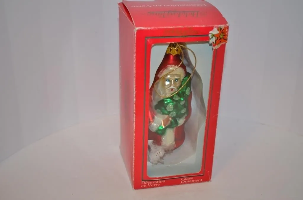 Vintage Holiday Time glass Santa Claus Christmas