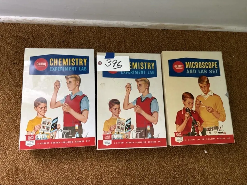 (3) Gilbert Chemistry/Microscope Sets