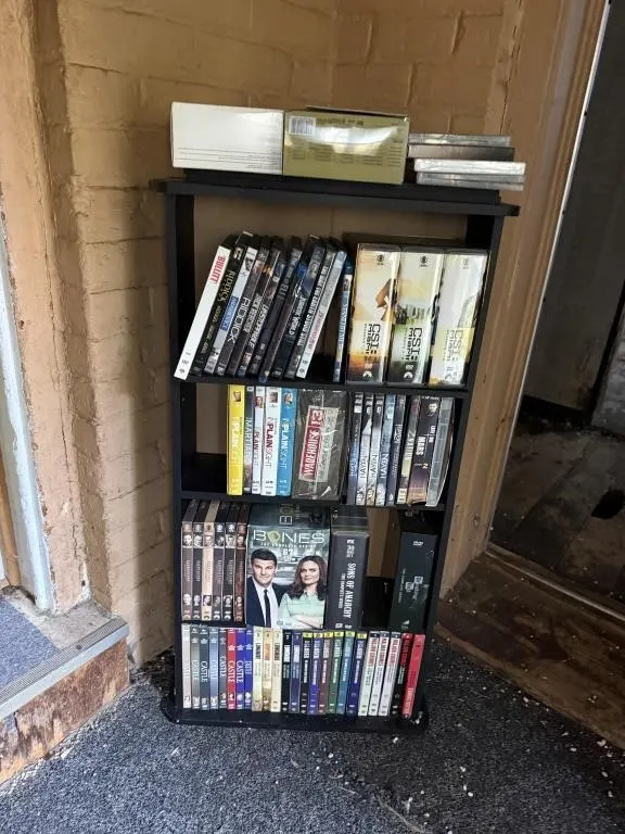 Shelf of DVDs