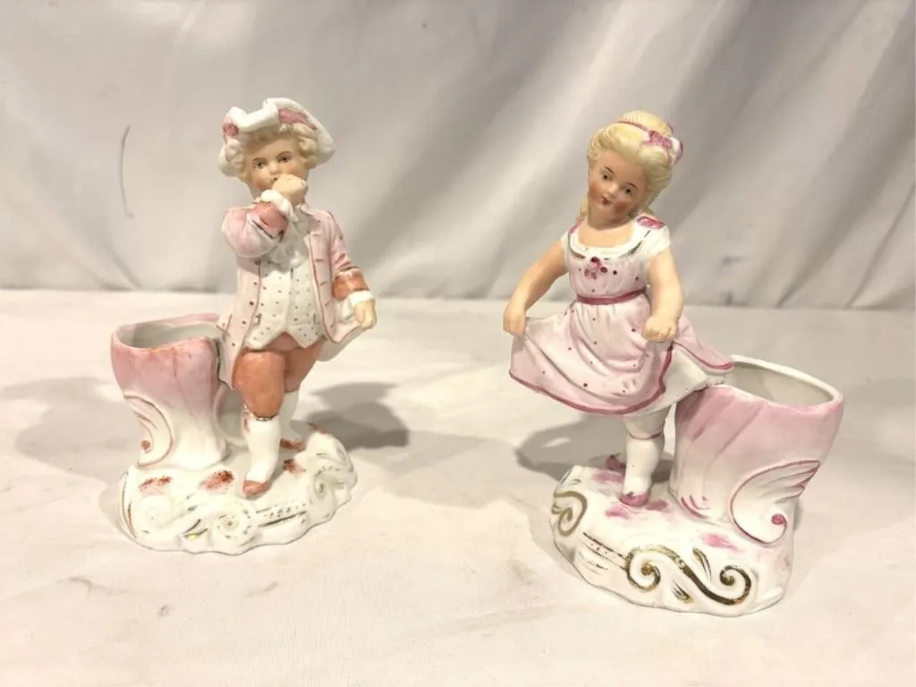 Antique Porcelain Figurines Set Boy and Girl,