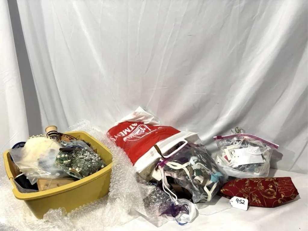 Misc. sewing supplies, button, thread, pin