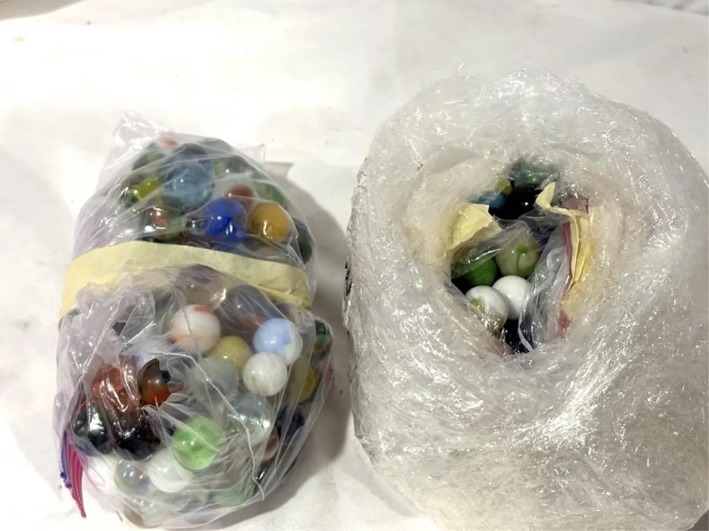 2 lots: Collection of Vtg Glass Marbles and Vtg