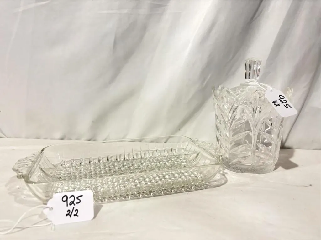 Crystal candy dish and tray