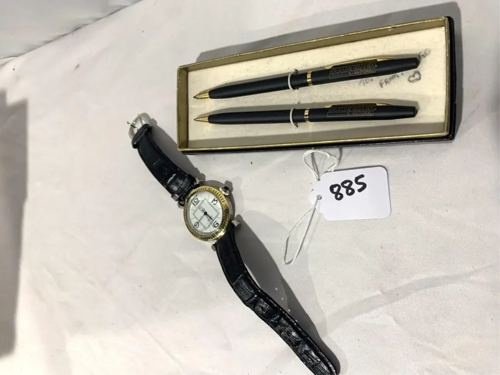 Paul Sebastian Wristwatch And Schneider Pen
