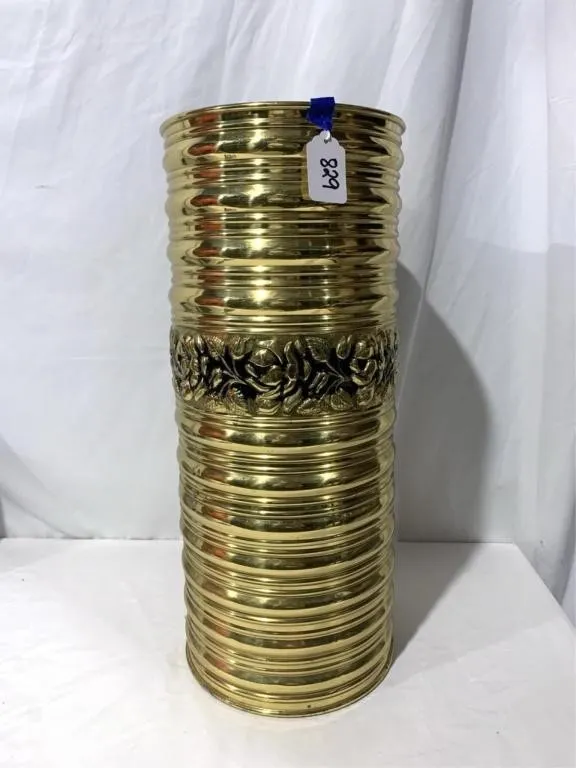 Umbrella stand, gold with flowers