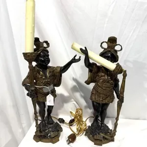 Patinated Bronze Moorish Figural Candelabras