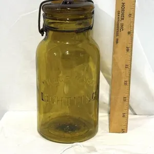 PUTNAM LIGHTNING AMBER GLASS JAR - 8"