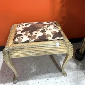 Wooden Accent Stool with Upholstery (wobbly and