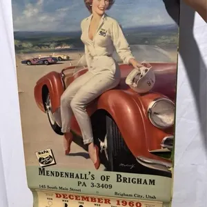 1960 NAPA Pin-up Girl Calendar w/ Race Car,