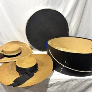 Pair vintage / antique straw hats: Gage Brothers