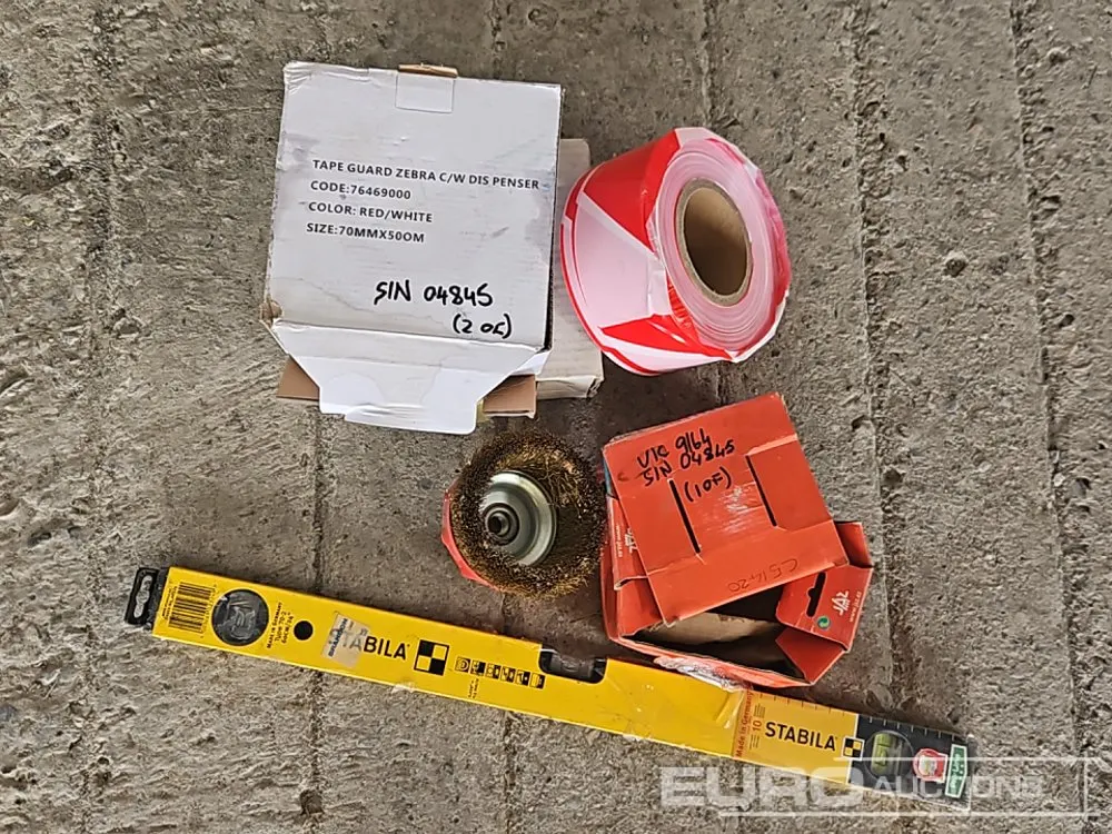 Barrier Tape (2 of), Brass Wire Wheel (1 of), Level (1 of)