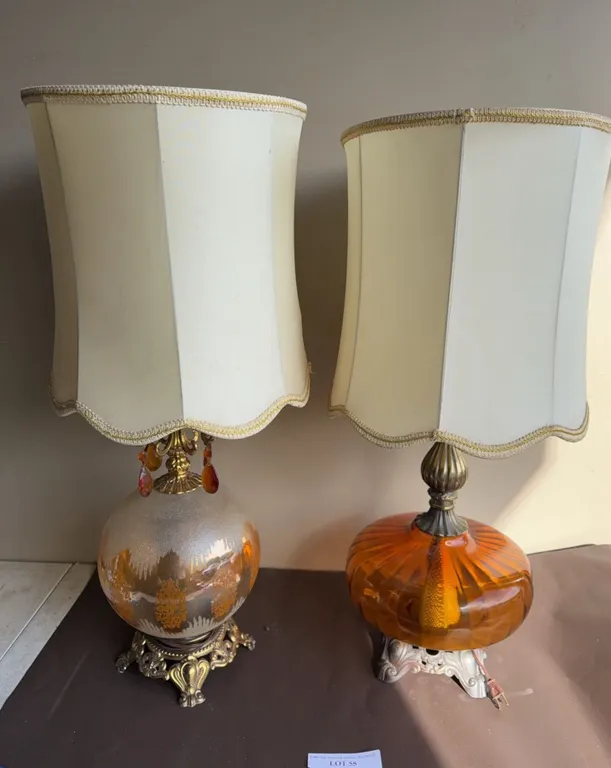 Ornate Glass Table Lamps with Shades