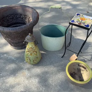 Outdoor Planters, Ceramic Vase, Tile Top Stand