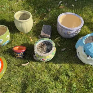 Ceramic Planters and Decorative Bird