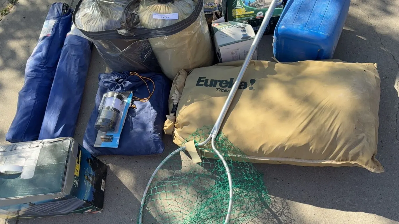 Camping Gear Lot: Tents, Air Beds, Chairs, Stove