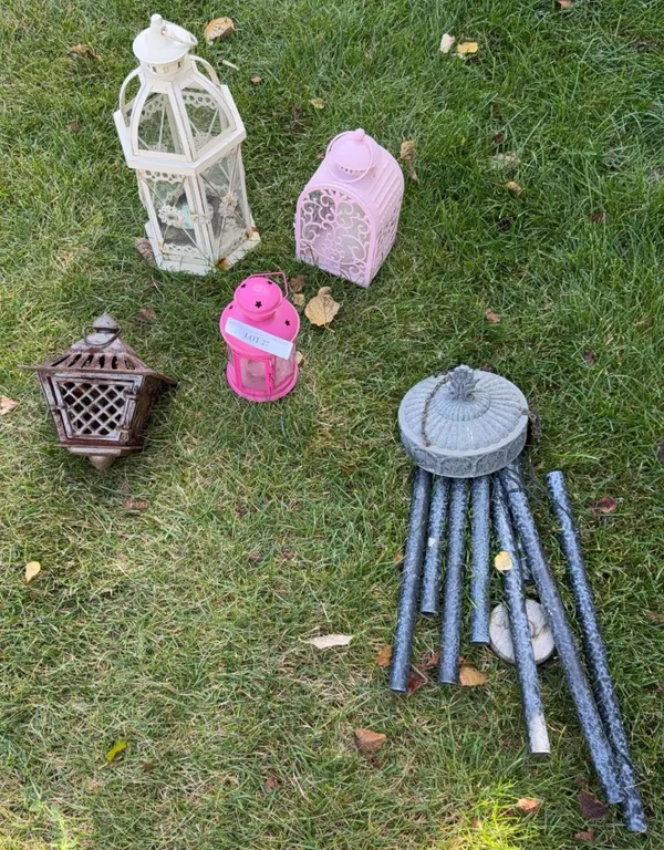 Lot: Lanterns and Metal Wind Chime