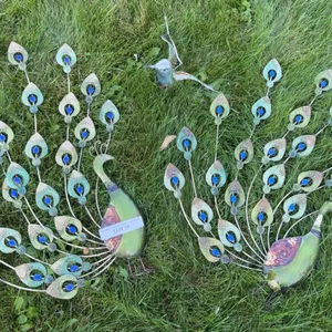 Peacock And Bird Metal Garden Art Lot