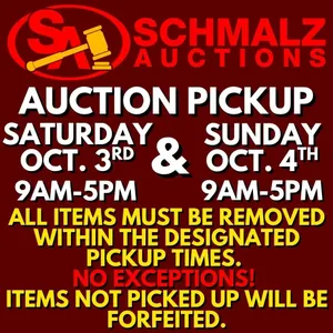 PICKUP: Oct. 3rd until 5PM & Oct. 4th 9AM-5PM