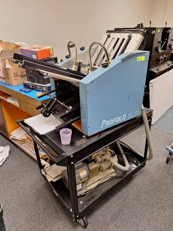 ProFold Elite Top Buckle Folder with Cart and Related, Model: 500FVS, SN: EVS2064, 110VAC, 1PH