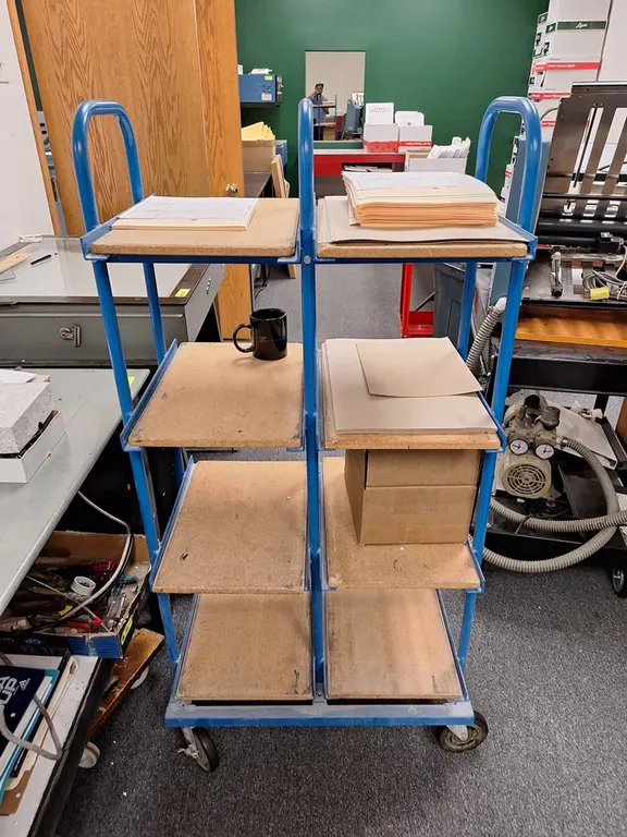 Metal/Wood Rolling Cart, 27"x18"x55"
