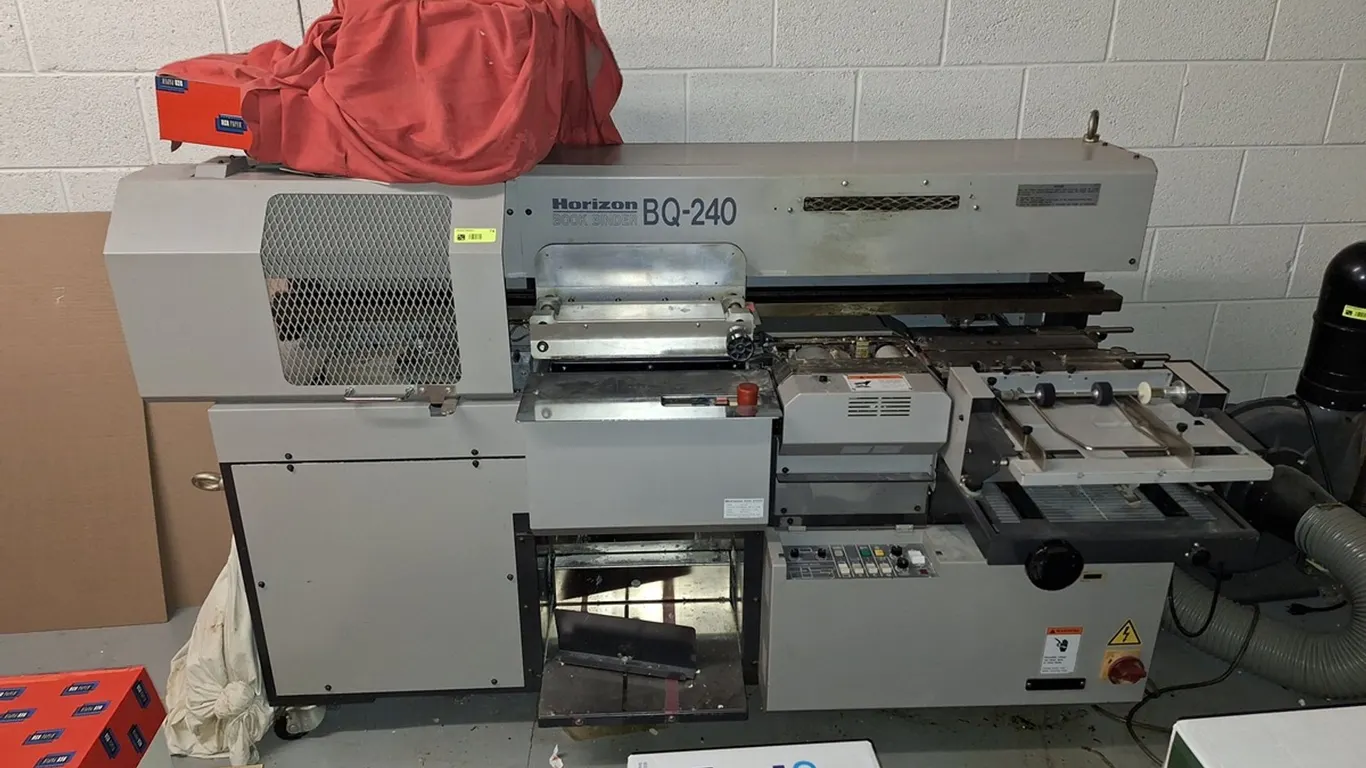 Horizon Book Binder, Model: BQ-240, Binding Thickness: 1mm-4mm, 220V, 1.5kW, SN: 72201