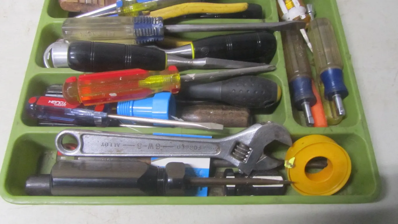 Silverware Tray Full Of Assorted Screwdrivers And More
