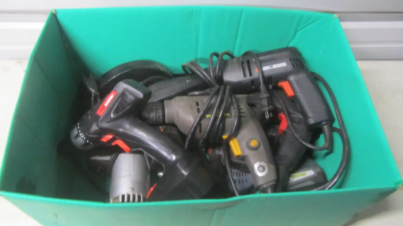 Box Full Of Assorted Power Tools