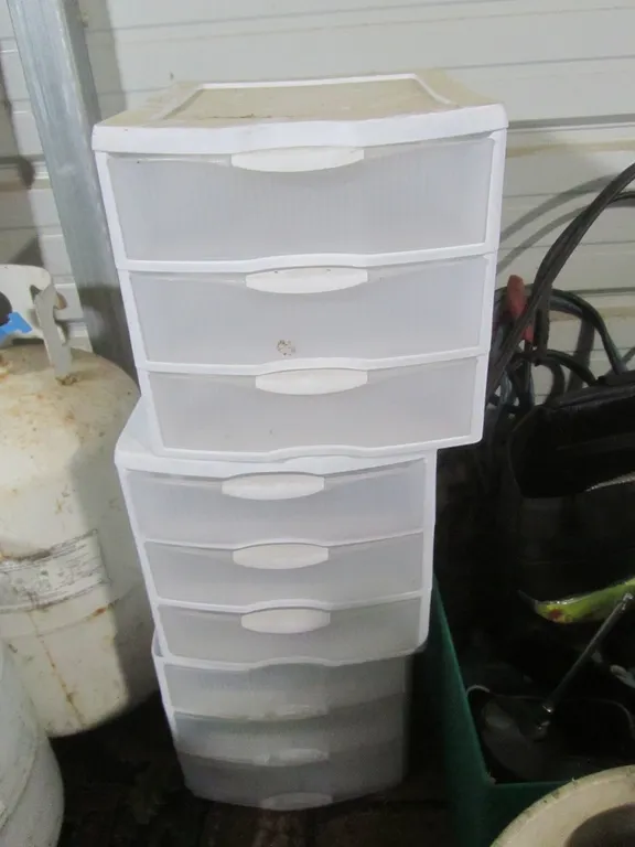 (3) Sterilite 3-Drawer Storage Shelves