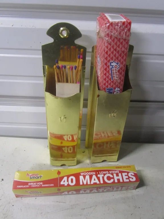 Lot Of Long Stem Matches w/(2) Matchbox Holders