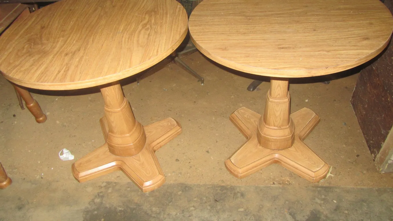 (2) Wood Round Tables