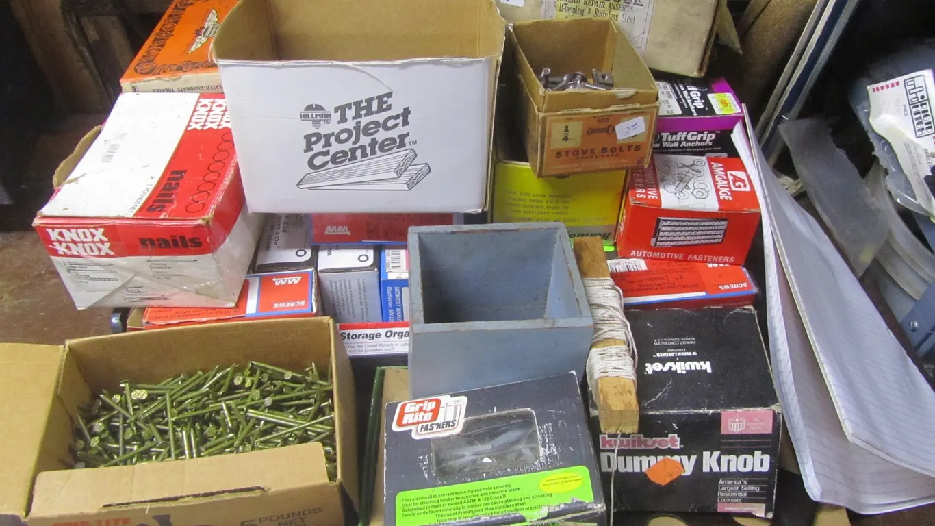Lot Of Assorted Nails, Screws, And More