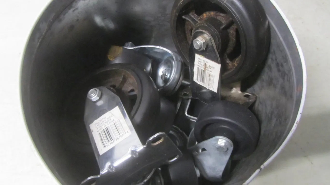 Bucket Full Of Assorted Caster Wheels