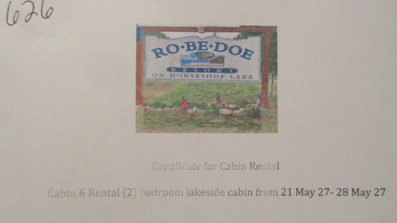 Rental Of Cabin 6 at Ro-Be-Doe Resort on Horseshoe Lake, Merrifield MN May 21st 2027 to May 28th 2027