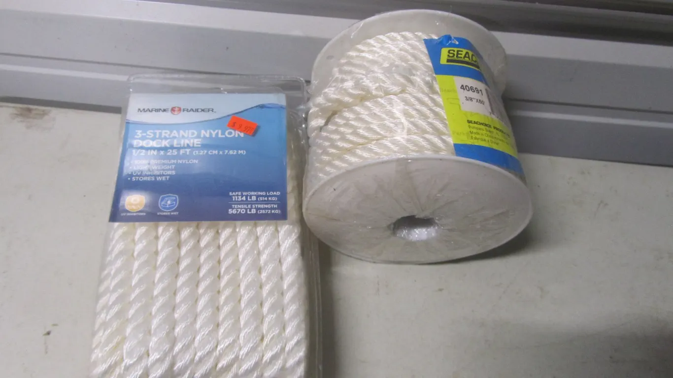Marine Raider 1/2" x 25' 3-Strand Nylon Dock Line And Sea Choice 3/8" x 50' Anchor Line