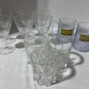 Assortment of clear glassware