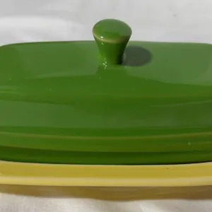 Fiesta Covered Butter Dish in a vibrant chartreuse and yellow colorway
