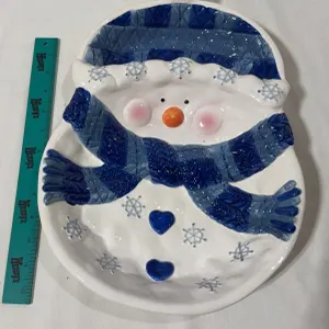 White ceramic snowman serving dish