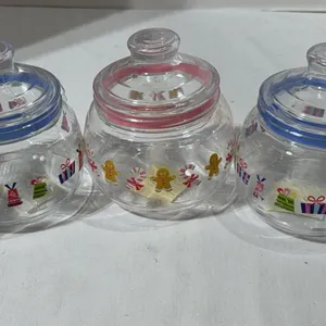 5 candy jars with matching lids