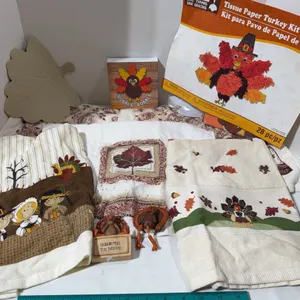 Fall decor. Includes hand towels and other turkey related decorations