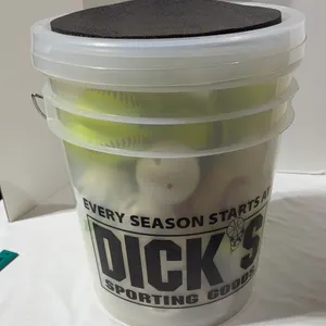 Large bucket of softballs baseballs, and wiffle balls