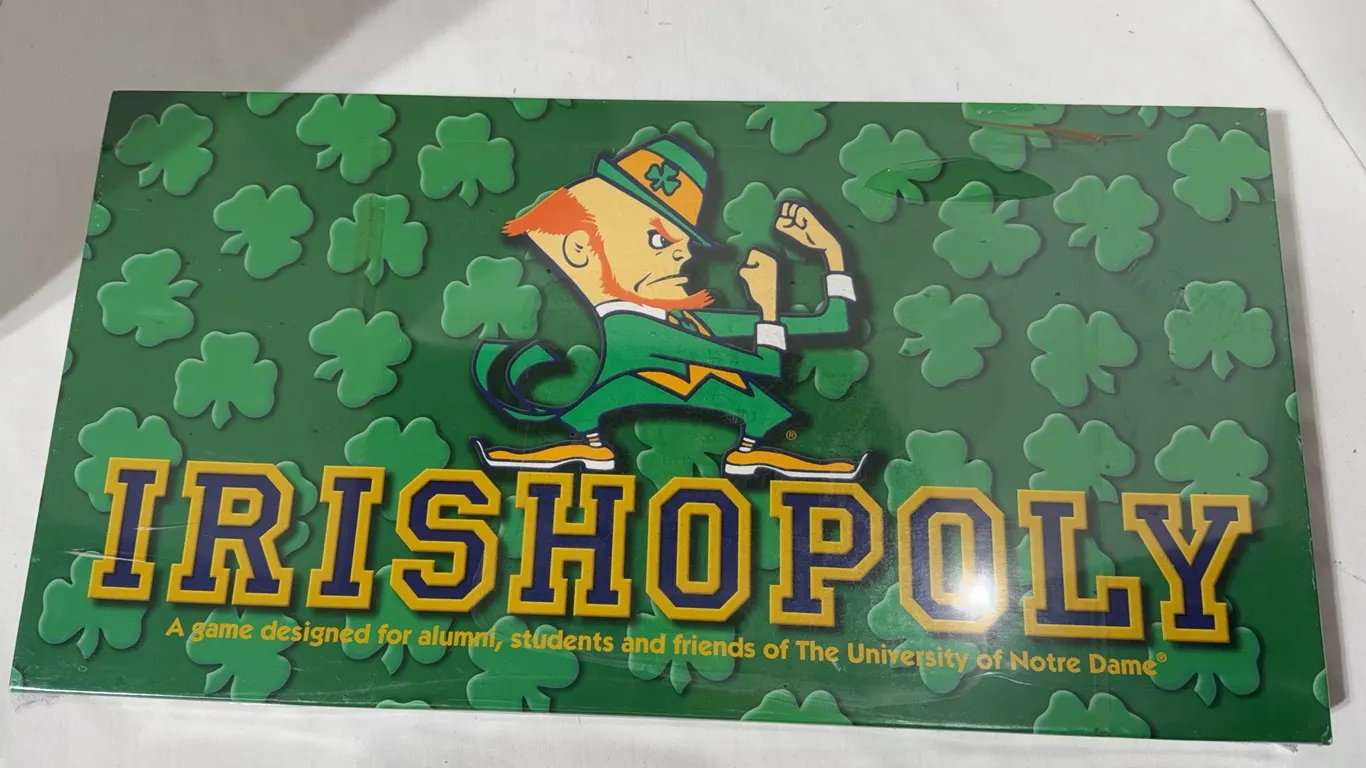 Irishopoly, a Notre Dame-themed board game, played like Monopoly