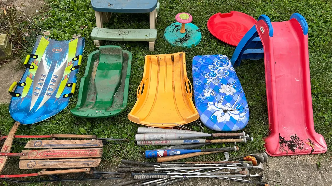 Outdoor Kids' Sleds, Slide, Table Lot