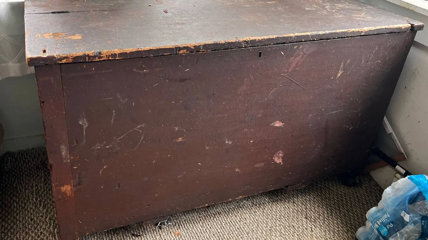 Antique Wood Blanket Chest with Feet
