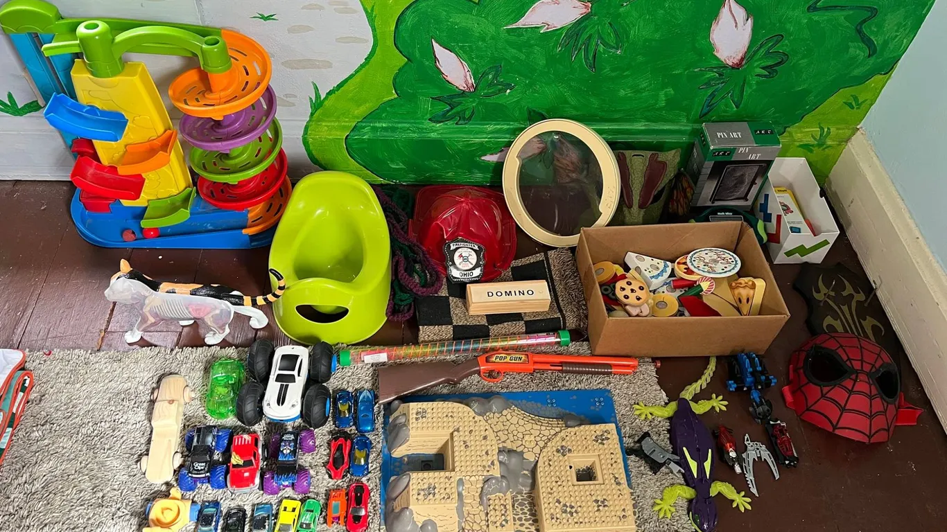 Large Mixed Lot: Toys, Cars, Masks