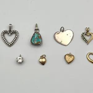 Metal Heart Pendants, Some Sterling