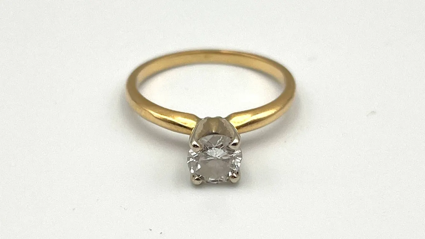 14K Gold Solitaire Ring with Clear Stone